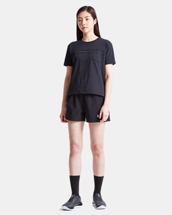 女士UA Pocket Mesh Graphic短袖T恤 in Black image number 2